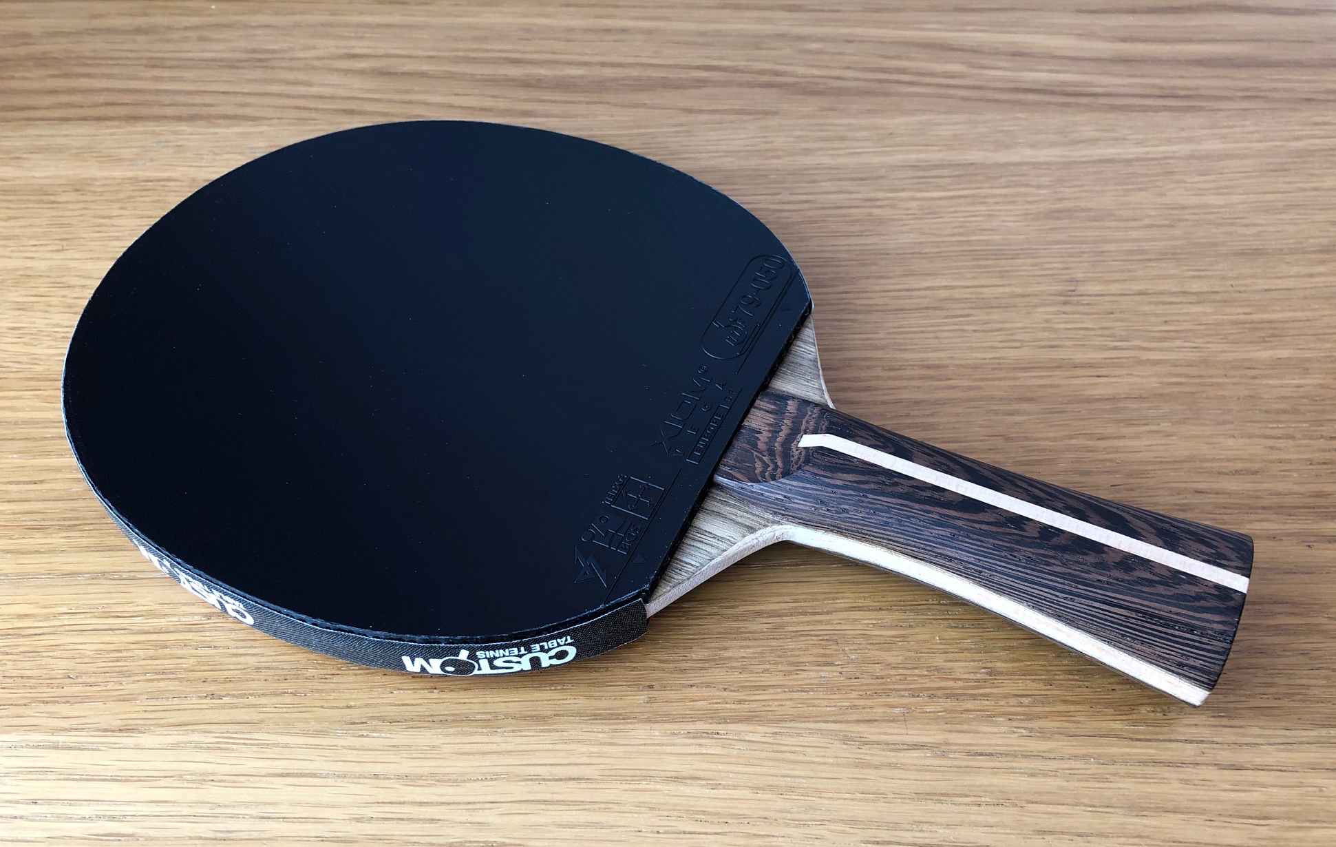 Wood Nut Hand Made Black Limba Allround with Xiom Vega Pro Table Tennis Bat - Image 2