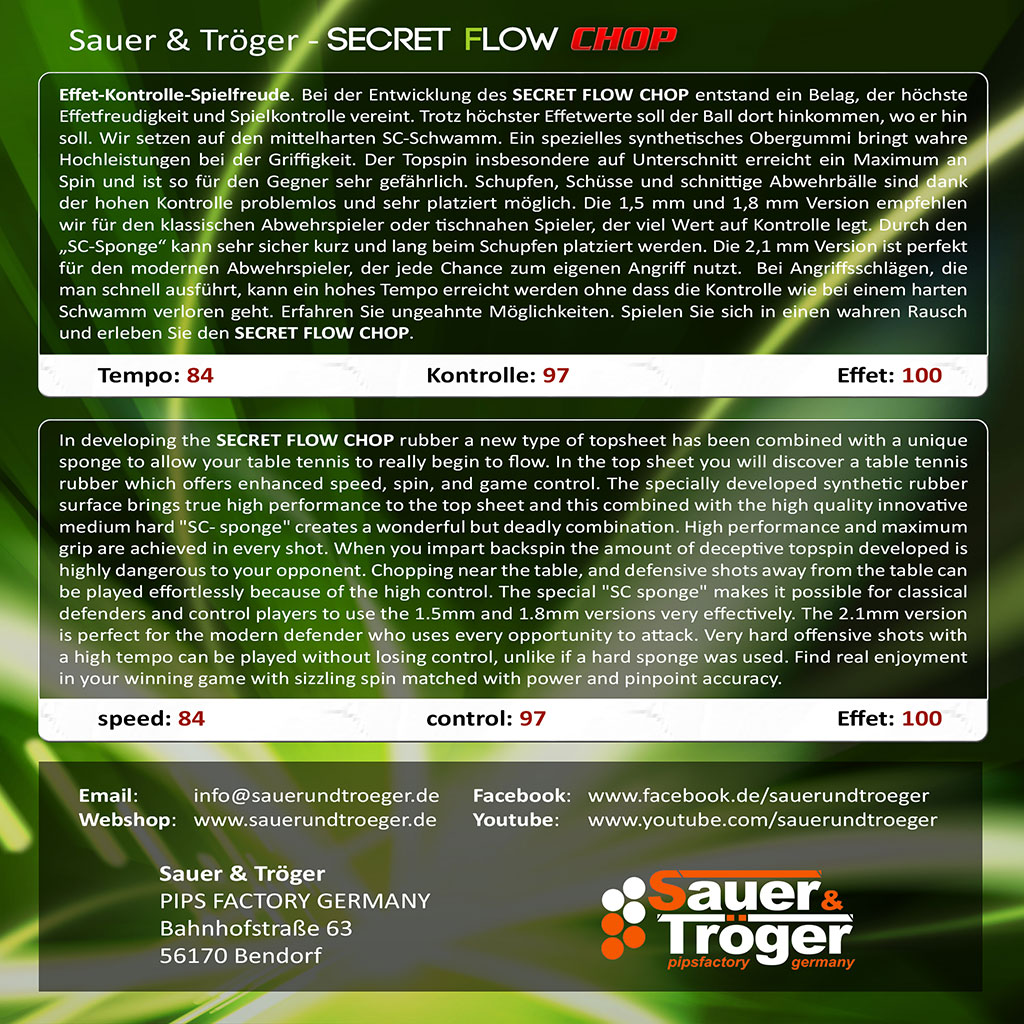 Sauer & Tröger Secret Flow Chop Table Tennis Rubber - Image 2
