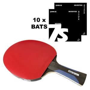 10 x Custom Table Tennis Black Allround Gambler 7s Tennis Bat