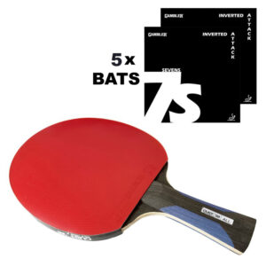 5 x Custom Table Tennis Black Allround Gambler 7s Tennis Bat