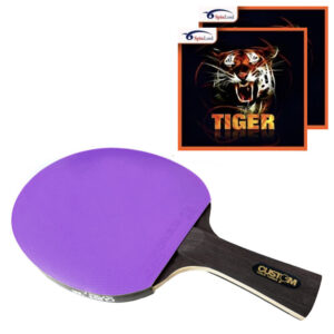 Custom Table Tennis Black Carbon + SpinLord Tiger Purple Bat